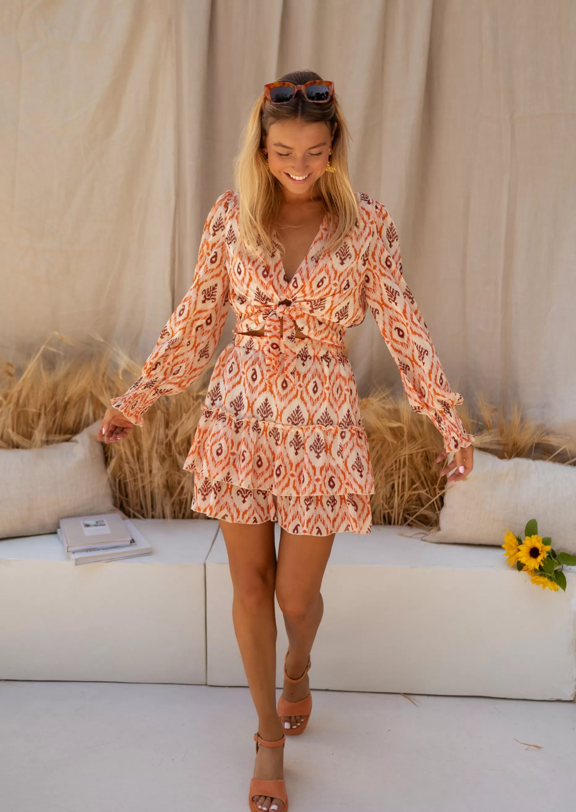Best Blouse à Motifs Juliana | Orange & Brune | Vêtements Femme | Été 2023Easy Clothes Femme Chemisiers & Blouses