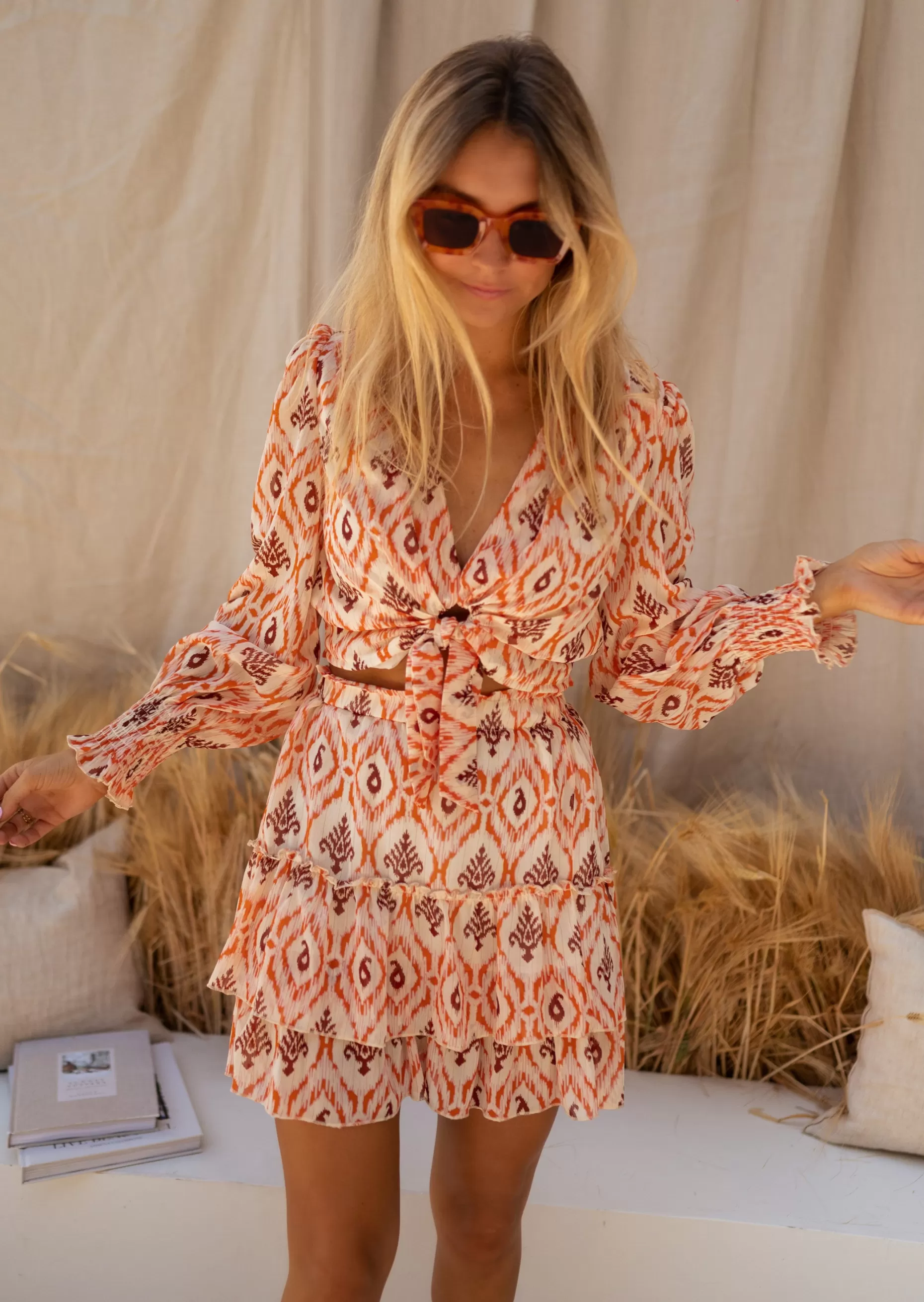 Best Blouse à Motifs Juliana | Orange & Brune | Vêtements Femme | Été 2023Easy Clothes Femme Chemisiers & Blouses