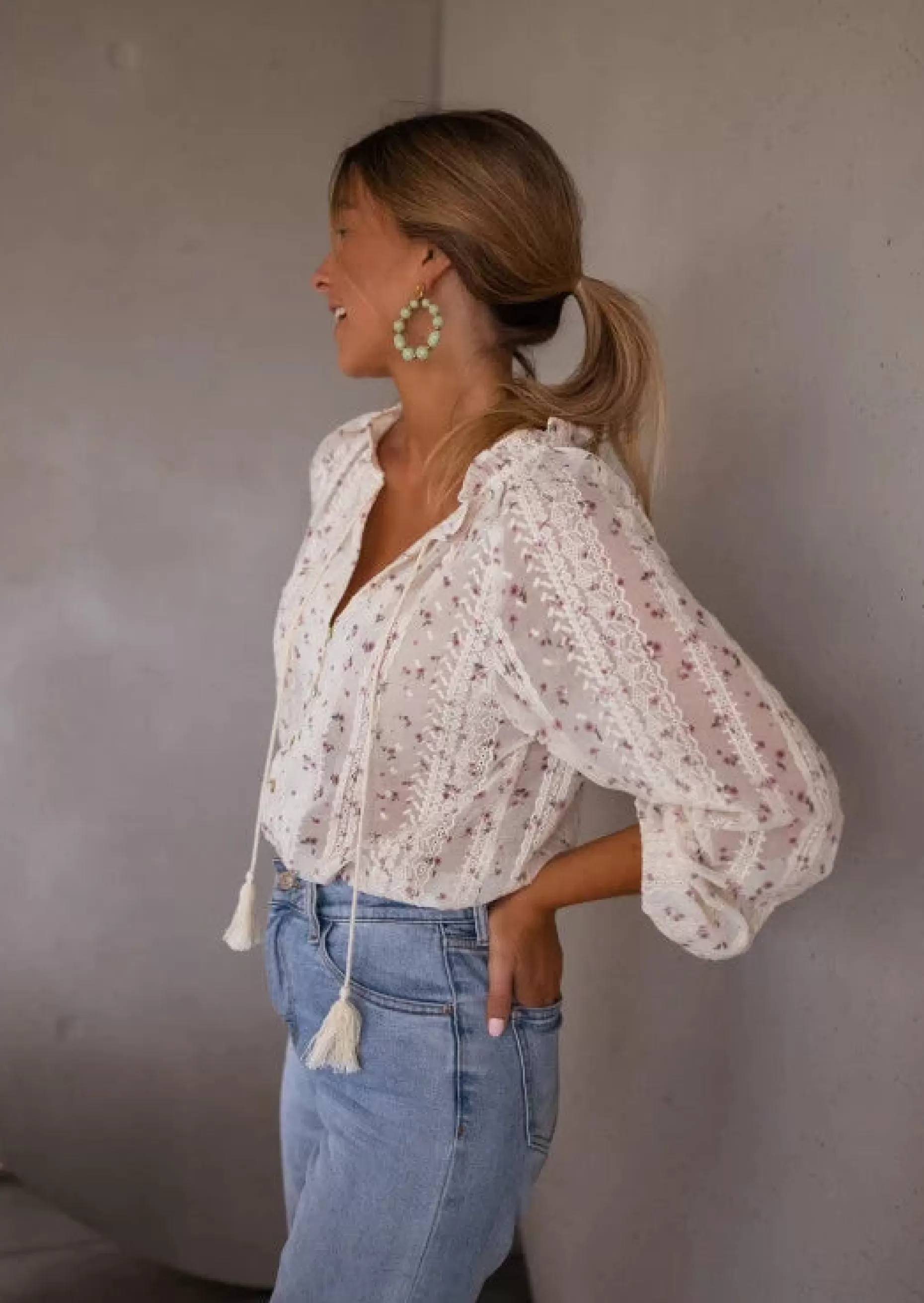 Cheap Blouse Aiden | Écrue & Fleurie | Easy Clothes Femme Chemisiers & Blouses