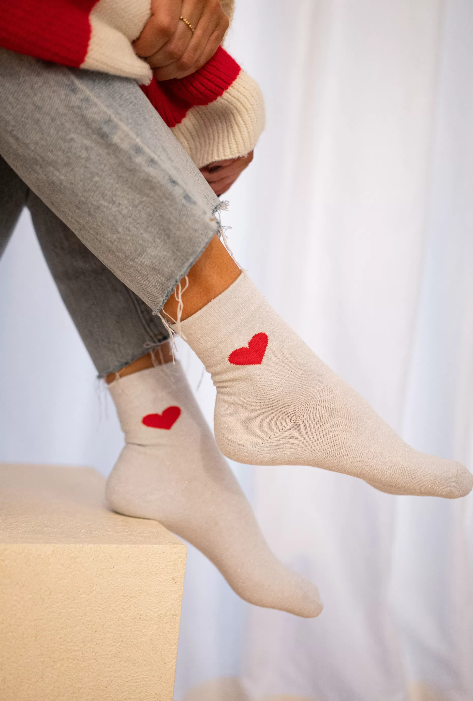 Hot Chaussettes - Heart - Paillettes argentéesEasy Clothes Chaussettes