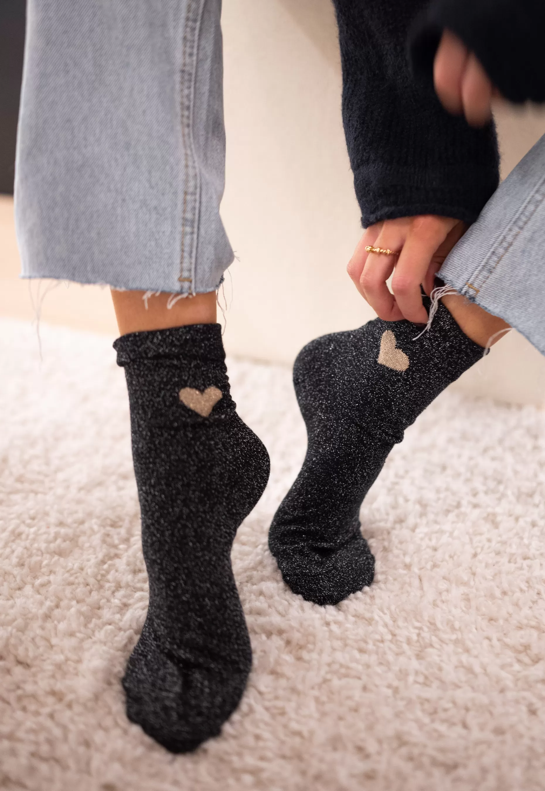 Cheap Chaussettes - Heart - Paillettes noiresEasy Clothes Chaussettes