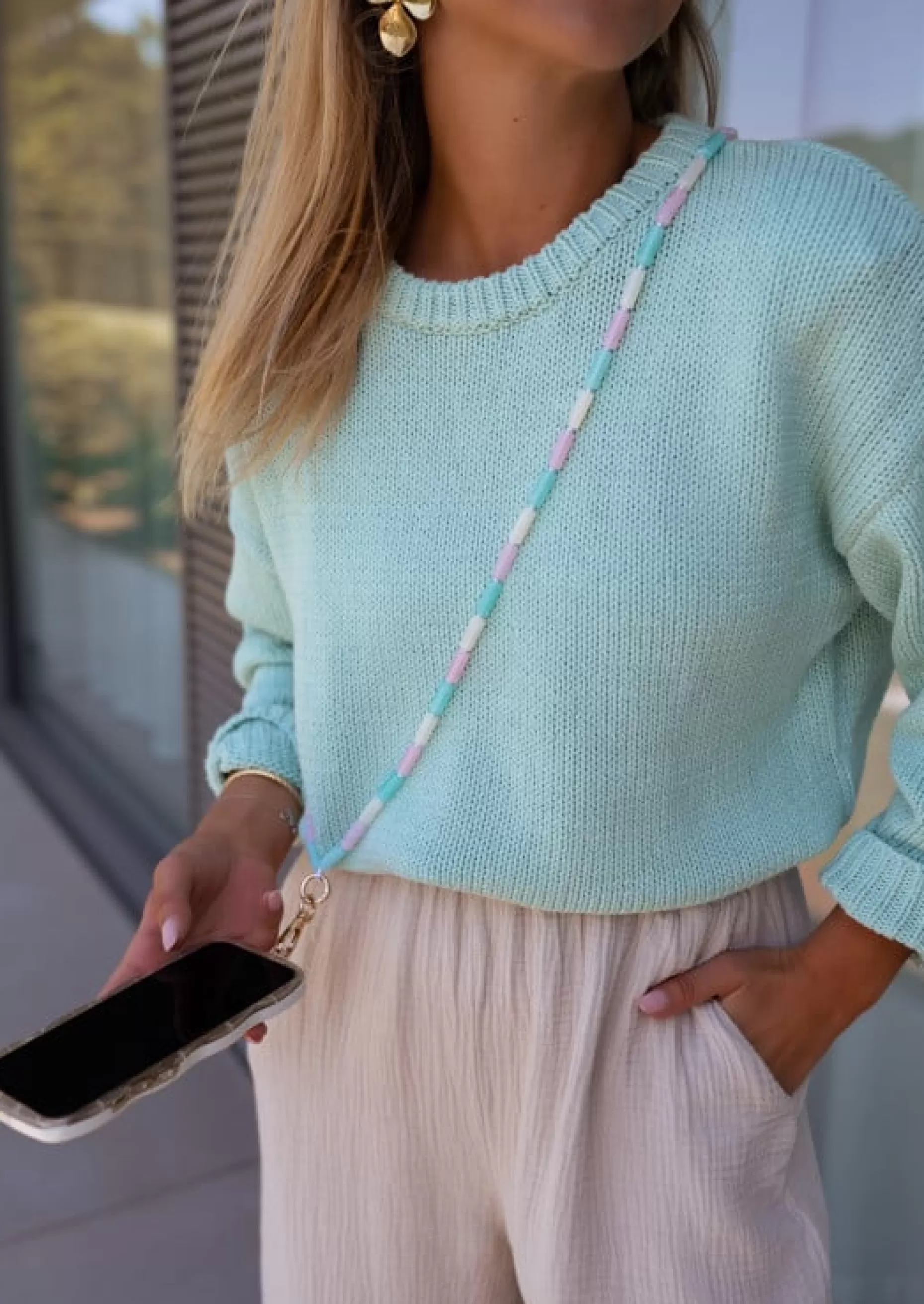 Sale Cordon de téléphone Jula en perles roses, vertes et blanches | Cordon multicolore | Prêt-à-porter en ligne | Easy Clothes Accessoires Téléphone