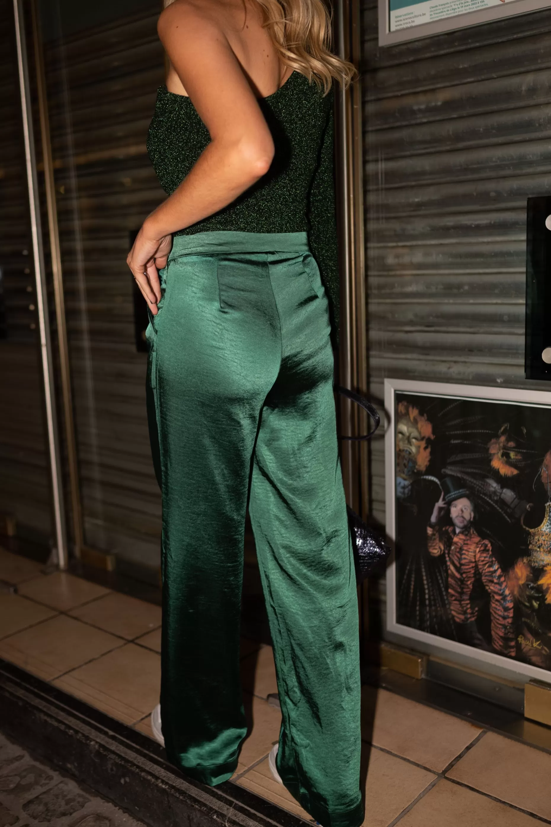 New Pantalon Marcel - vert en satinEasy Clothes Femme Pantalons