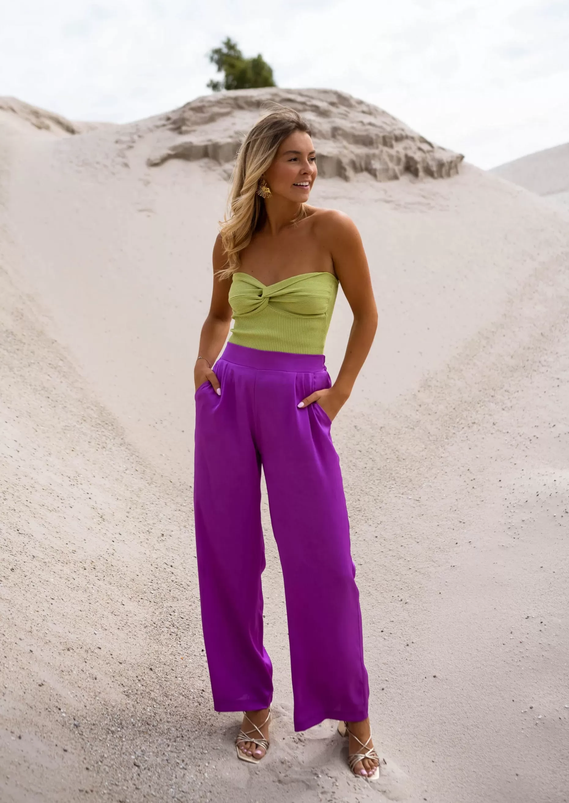 Discount Pantalon Thaly Violet - Fluide & Léger - Avec PochesEasy Clothes Femme Pantalons