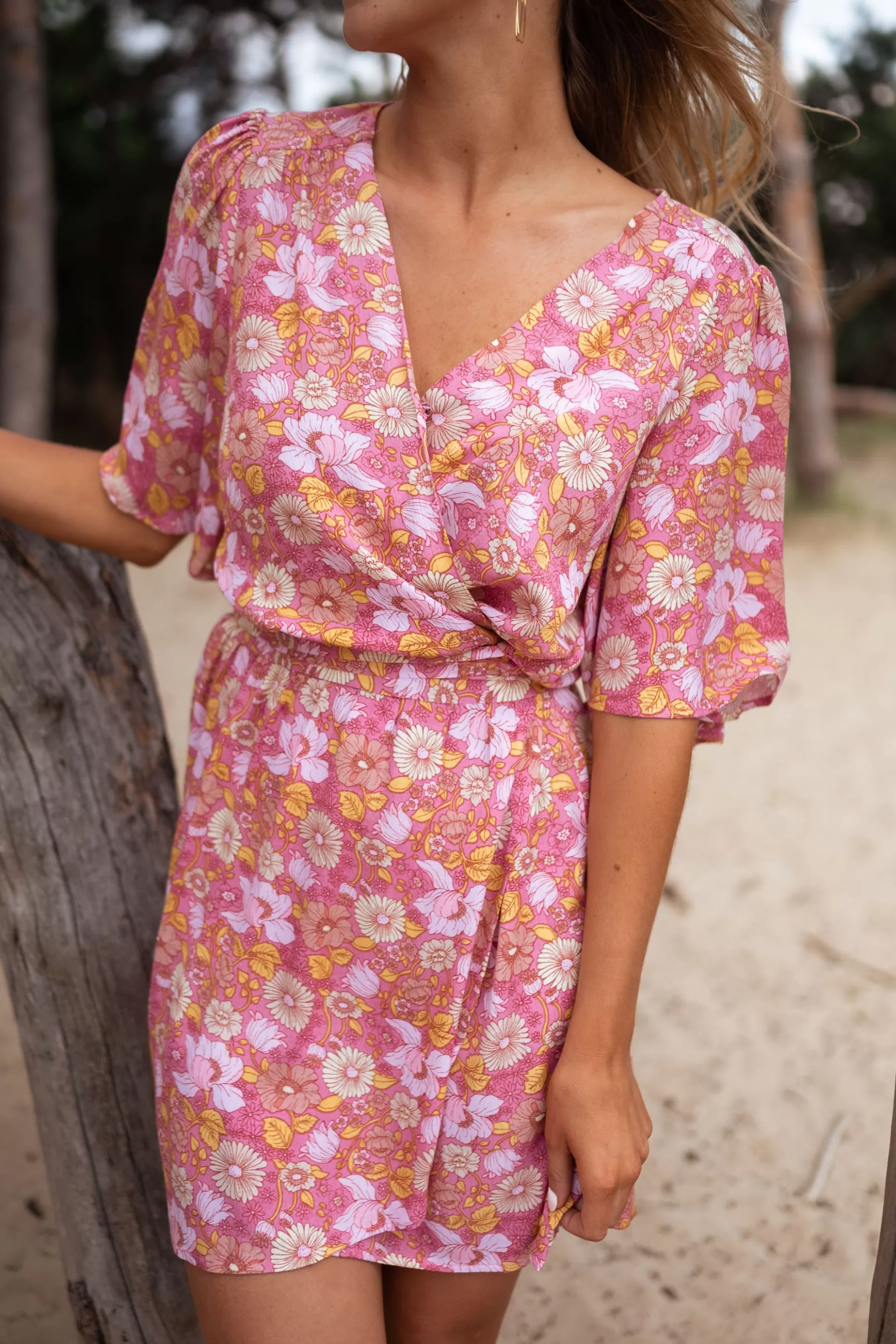 Fashion Robe Elorie - rose à fleursEasy Clothes Femme Robes