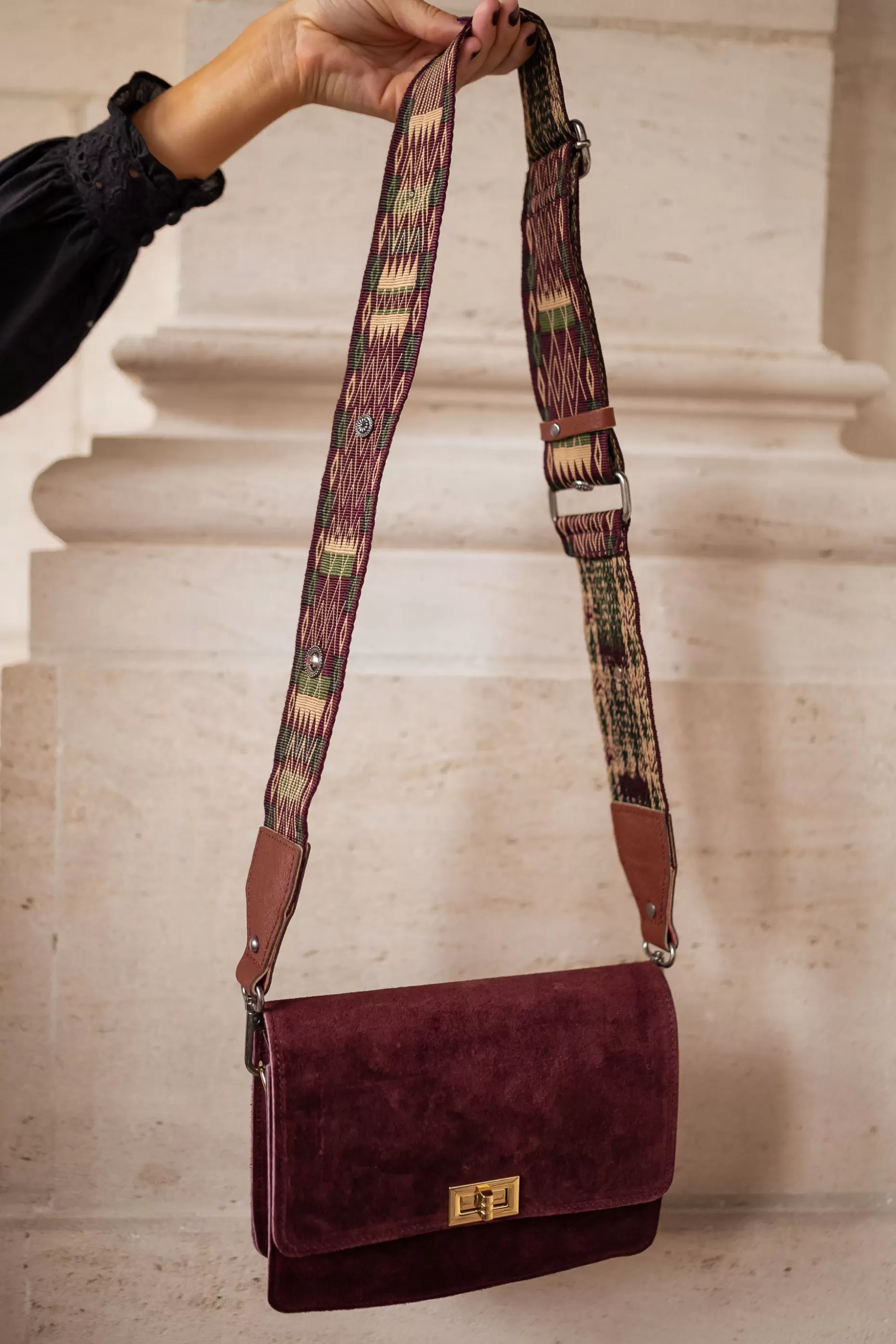 Clearance Sangle de sac Lysea - bordeaux à motifsEasy Clothes Sacs & Pochettes